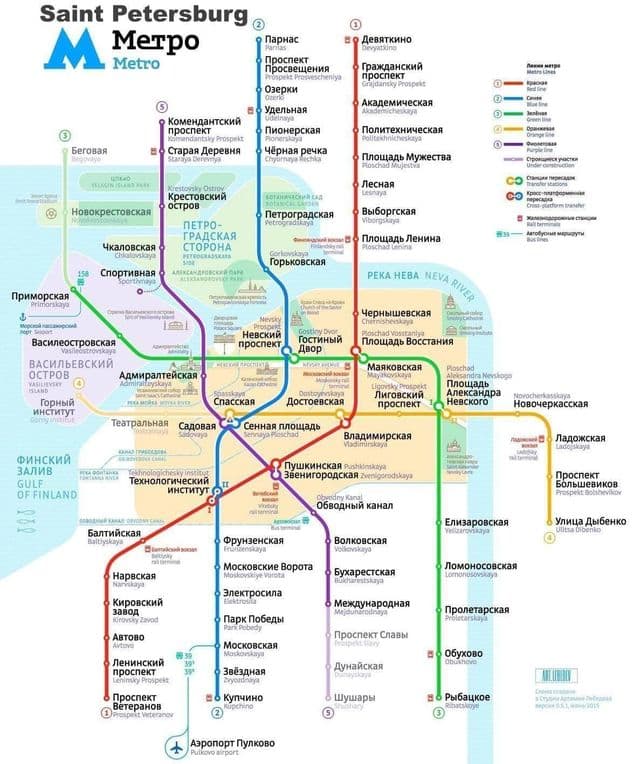 Kaart van het metrostation van Sint-Petersburg