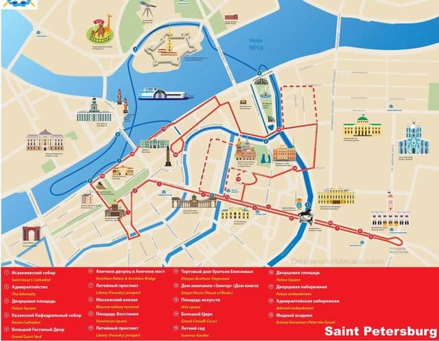Petersburgse wandelroutes kaart