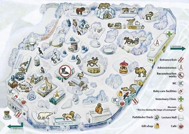 De kaart van het park van de dierentuin van Sint-Petersburg