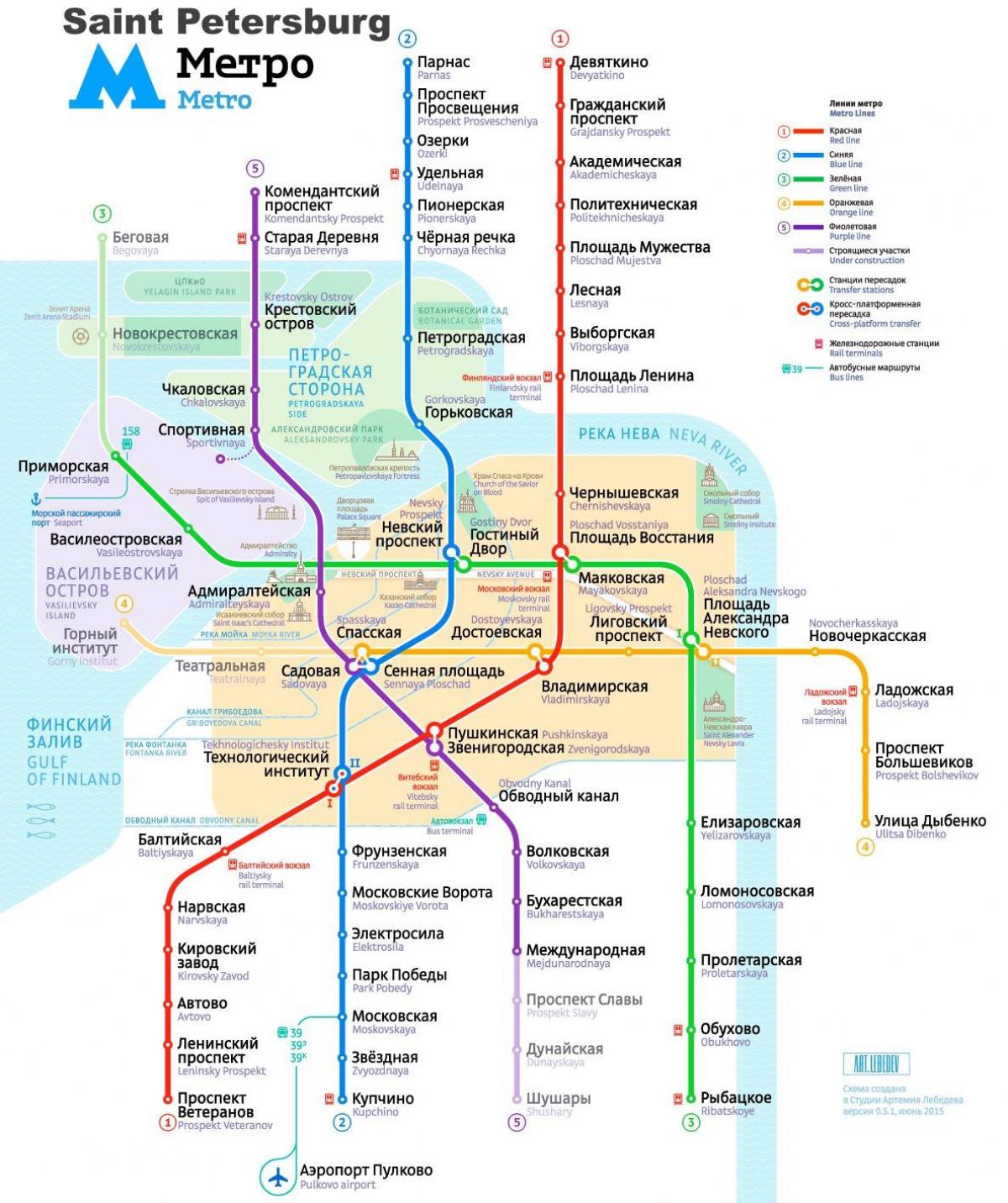 Kaart van het metrostation van Sint-Petersburg